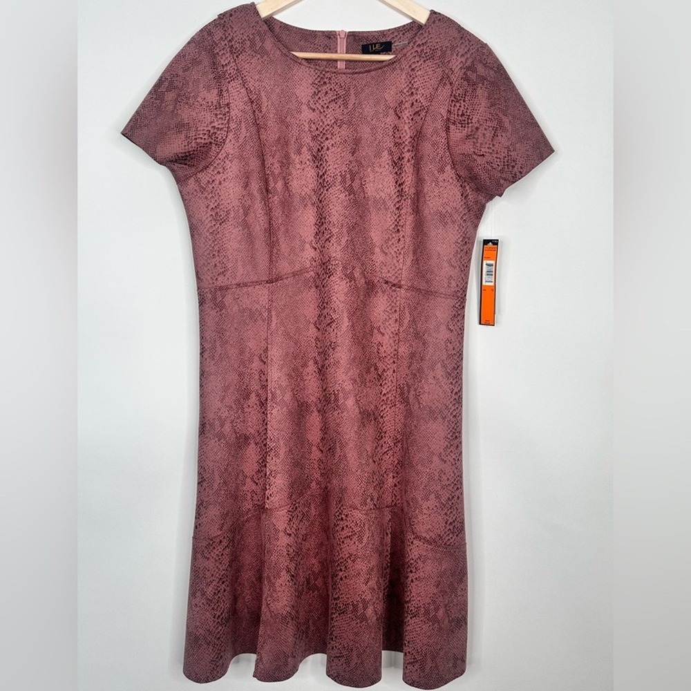 ILE New York Pink Snakeskin Print Fit and Flare Dress Rose Size 12 NEW